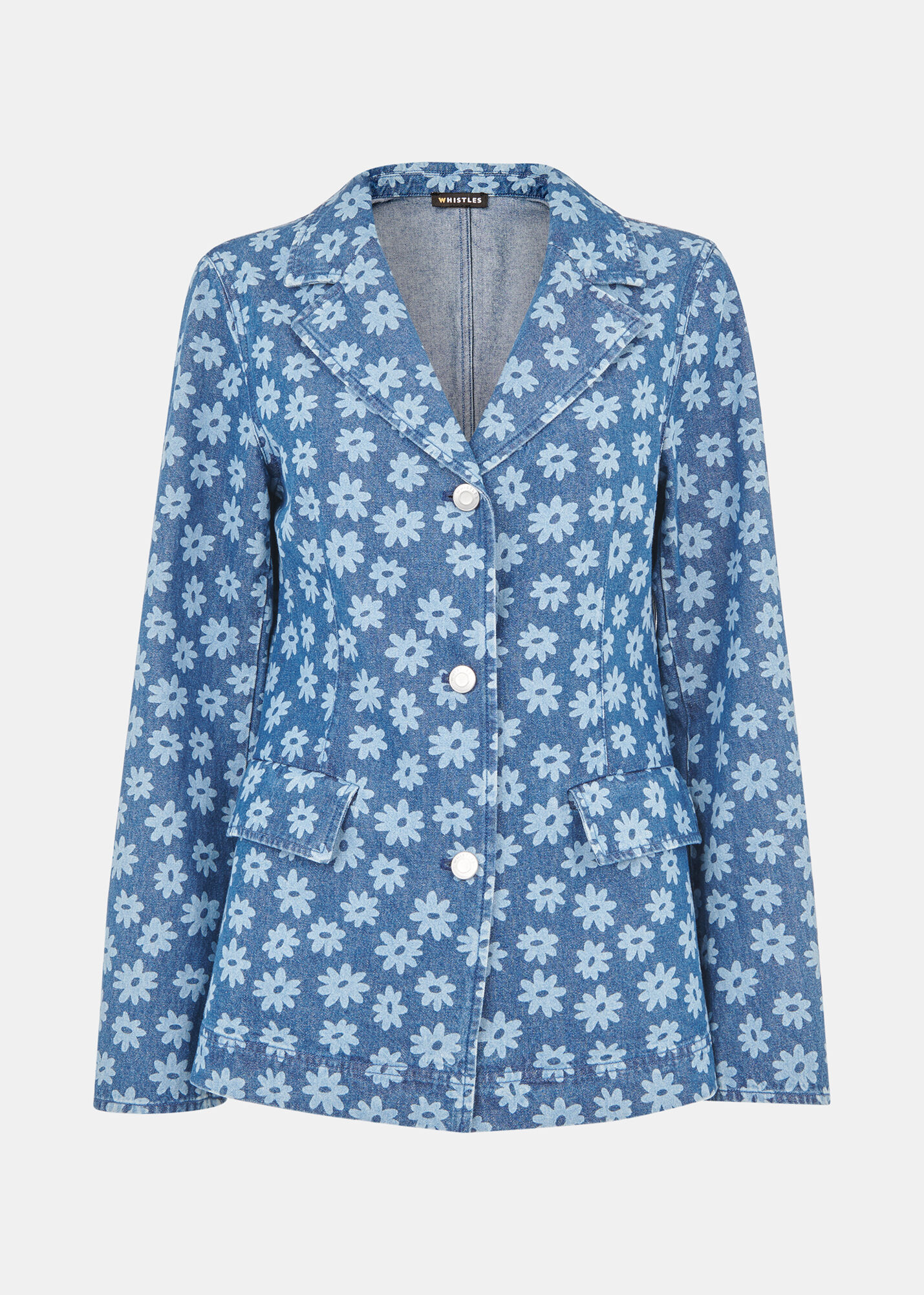 新品★ BACK DENIM DETAIL BLAZER Denim Graphic Daisy Denim Blazer | WHISTLES | Whistles US |